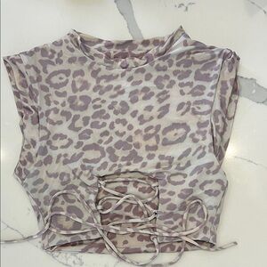 Frankie’s Bikini Leopard Print Lace-Up Top